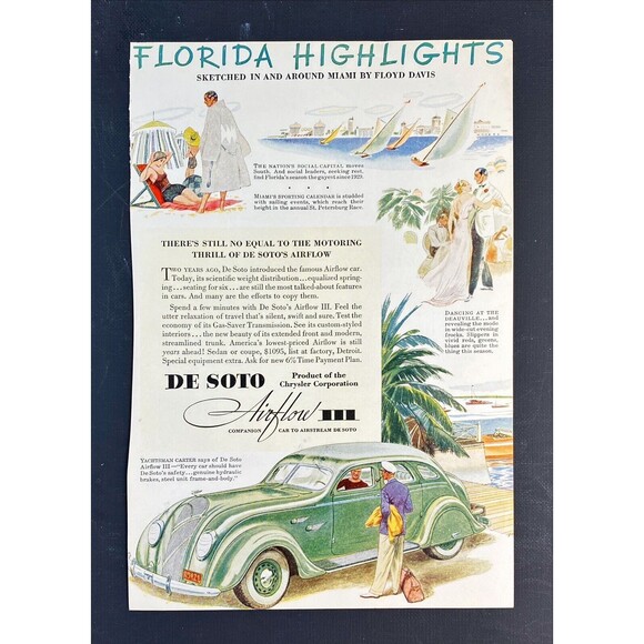 De Soto Airflow III "Every Car needs De Soto Safety " Florida Highlights Ad 1936 - Picture 3 of 3